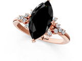 Rose gold Fancy Black Marquise Cut Diamond Ring with Side Stones and Four-Prong Setting_37