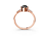 Rose gold Fancy Black Marquise Cut Diamond Ring with Side Stones and Four-Prong Setting_39