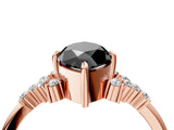 Rose gold Fancy Black Marquise Cut Diamond Ring with Side Stones and Four-Prong Setting_40