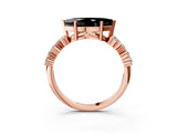 Rose gold Fancy Black Marquise Cut Diamond Scattered Round Accent Ring with Prong Setting_15