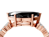 Rose gold Fancy Black Marquise Cut Diamond Scattered Round Accent Ring with Prong Setting_16