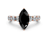 Rose gold Fancy Black Marquise Cut Diamond Side Stone Engagement Ring with Four-Prong Setting_48