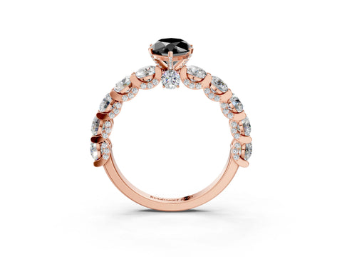 Rose gold Fancy Black Marquise Cut Diamond Side Stone Engagement Ring with Four-Prong Setting_51