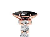 Rose gold Fancy Black Marquise Cut Diamond Side Stone Engagement Ring with Four-Prong Setting_53