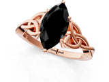 Rose gold Fancy Black Marquise Cut Diamond Solitaire Engagement Ring with Celtic Knot Band and Four-Prong Setting_1