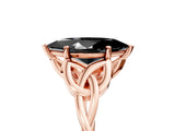 Rose gold Fancy Black Marquise Cut Diamond Solitaire Engagement Ring with Celtic Knot Band and Four-Prong Setting_5