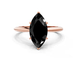 Rose gold Fancy Black Marquise Cut Diamond Solitaire Engagement Ring with Classic Band and Four-Prong Setting_12