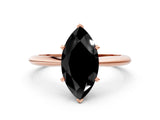 Rose gold Fancy Black Marquise Cut Diamond Solitaire Engagement Ring with Classic Band and Four-Prong Setting_36