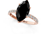 Rose gold Fancy Black Marquise Cut Diamond Solitaire Engagement Ring with Pavé Band and Prong Setting_1