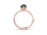 Rose gold Fancy Black Marquise Cut Diamond Solitaire Engagement Ring with Pavé Band and Prong Setting_3