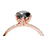 Rose gold Fancy Black Marquise Cut Diamond Solitaire Engagement Ring with Pavé Band and Prong Setting_4