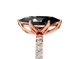 Rose gold Fancy Black Marquise Cut Diamond Solitaire Engagement Ring with Pavé Band and Prong Setting_5