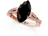 Rose gold Fancy Black Marquise Cut Diamond Solitaire Engagement Ring with Twisted Pavé Band and Four-Prong Setting_37