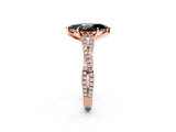 Rose gold Fancy Black Marquise Cut Diamond Solitaire Engagement Ring with Twisted Pavé Band and Four-Prong Setting_38