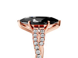 Rose gold Fancy Black Marquise Cut Diamond Solitaire Engagement Ring with Twisted Pavé Band and Four-Prong Setting_41