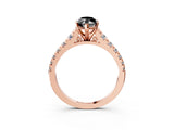 Rose gold Fancy Black Marquise Cut Diamond Solitaire Ring with Cathedral Setting and Pavé Band_3