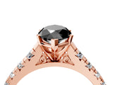 Rose gold Fancy Black Marquise Cut Diamond Solitaire Ring with Cathedral Setting and Pavé Band_4