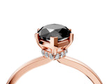Rose gold Fancy Black Marquise Cut Diamond Solitaire Ring with Classic Band and Four-Prong Setting_4