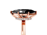Rose gold Fancy Black Marquise Cut Diamond Solitaire Ring with Classic Band and Four-Prong Setting_5