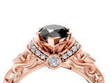 Rose gold Fancy Black Marquise Cut Diamond Solitaire Ring with Filigree Band and Four-Prong Setting_4