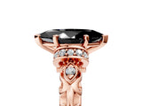 Rose gold Fancy Black Marquise Cut Diamond Solitaire Ring with Filigree Band and Four-Prong Setting_5