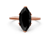 Rose gold Fancy Black Marquise Cut Diamond Solitaire Ring with Flower Prong Setting and Classic Band_12