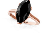 Rose gold Fancy Black Marquise Cut Diamond Solitaire Ring with Flower Prong Setting and Classic Band_37