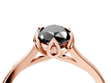 Rose gold Fancy Black Marquise Cut Diamond Solitaire Ring with Flower Prong Setting and Classic Band_40