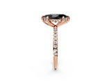 Rose gold Fancy Black Marquise Cut Diamond Solitaire Ring with Four-Prong Setting and Pavé Band_5