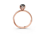 Rose gold Fancy Black Marquise Cut Diamond Solitaire Ring with Four-Prong Setting and Pavé Band_6