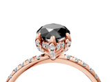 Rose gold Fancy Black Marquise Cut Diamond Solitaire Ring with Four-Prong Setting and Pavé Band_7