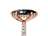Rose gold Fancy Black Marquise Cut Diamond Solitaire Ring with Four-Prong Setting and Pavé Band_8