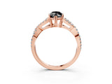 Rose gold Fancy Black Marquise Cut Diamond Solitaire Ring with Four-Prong Setting and Twisted Pavé Band_3