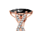 Rose gold Fancy Black Marquise Cut Diamond Solitaire Ring with Four-Prong Setting and Twisted Pavé Band_5