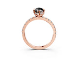 Rose gold Fancy Black Marquise Cut Diamond Solitaire Ring with Pavé Band and Four-Prong Setting_15