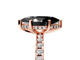 Rose gold Fancy Black Marquise Cut Diamond Solitaire Ring with Pavé Band and Four-Prong Setting_17