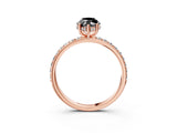 Rose gold Fancy Black Marquise Cut Diamond Solitaire Ring with Pavé Band and Hidden Halo_15