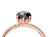 Rose gold Fancy Black Marquise Cut Diamond Solitaire Ring with Pavé Band and Hidden Halo_16