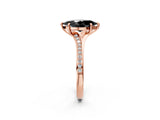 Rose gold Fancy Black Marquise Cut Diamond Solitaire Ring with Pavé Band and Prong Setting_14