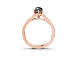 Rose gold Fancy Black Marquise Cut Diamond Solitaire Ring with Pavé Band and Prong Setting_15