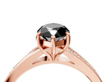 Rose gold Fancy Black Marquise Cut Diamond Solitaire Ring with Pavé Band and Prong Setting_16