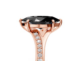 Rose gold Fancy Black Marquise Cut Diamond Solitaire Ring with Pavé Band and Prong Setting_17