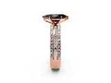 Rose gold Fancy Black Marquise Cut Diamond Solitaire Ring with Pavé and Channel Set Band_2