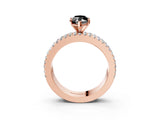 Rose gold Fancy Black Marquise Cut Diamond Solitaire Ring with Pavé and Channel Set Band_3