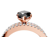 Rose gold Fancy Black Marquise Cut Diamond Solitaire Ring with Pavé and Channel Set Band_4