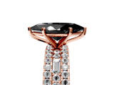 Rose gold Fancy Black Marquise Cut Diamond Solitaire Ring with Pavé and Channel Set Band_5