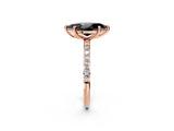 Rose gold Fancy Black Marquise Cut Diamond Solitaire Ring with Pave Band and Four Prong Setting_14