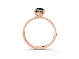 Rose gold Fancy Black Marquise Cut Diamond Solitaire Ring with Pave Band and Four Prong Setting_15