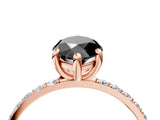 Rose gold Fancy Black Marquise Cut Diamond Solitaire Ring with Pave Band and Four Prong Setting_16