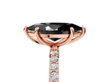 Rose gold Fancy Black Marquise Cut Diamond Solitaire Ring with Pave Band and Four Prong Setting_17